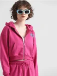 Pink Relaxed Fit Zipped Hoodie